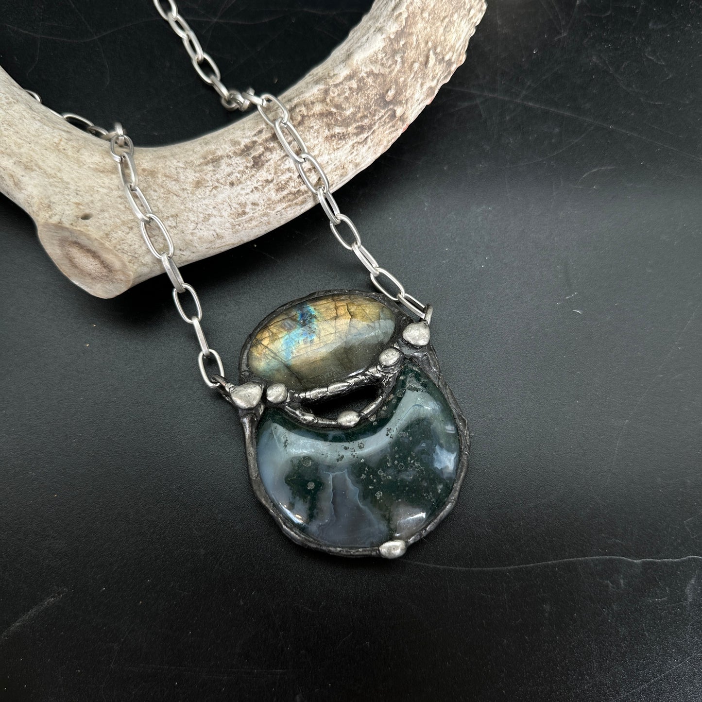 Moon Magic ~ Labradorite & Moss Agate Necklace