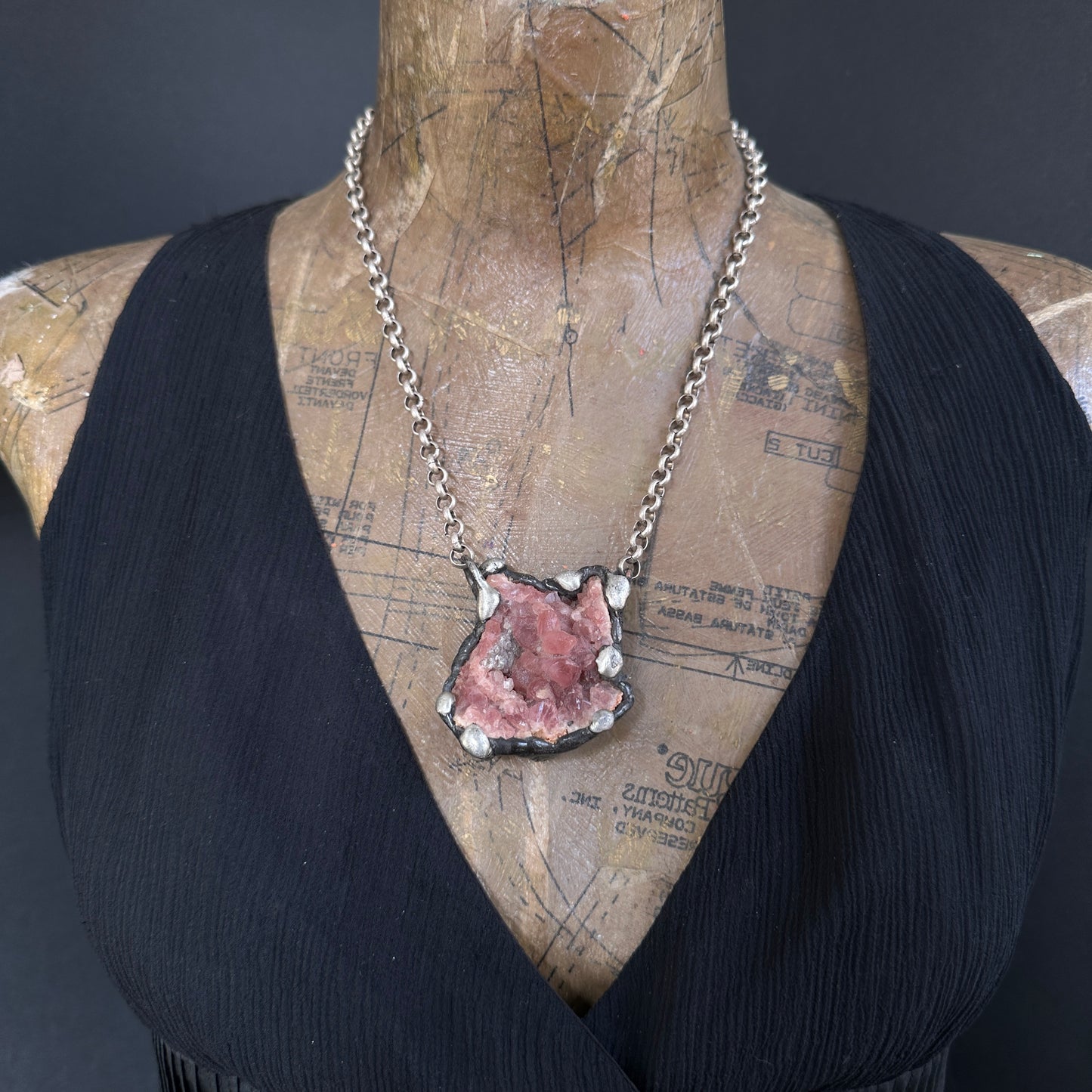 Ritual ~ Pink Amethyst Druzy Crystal Geode Necklace