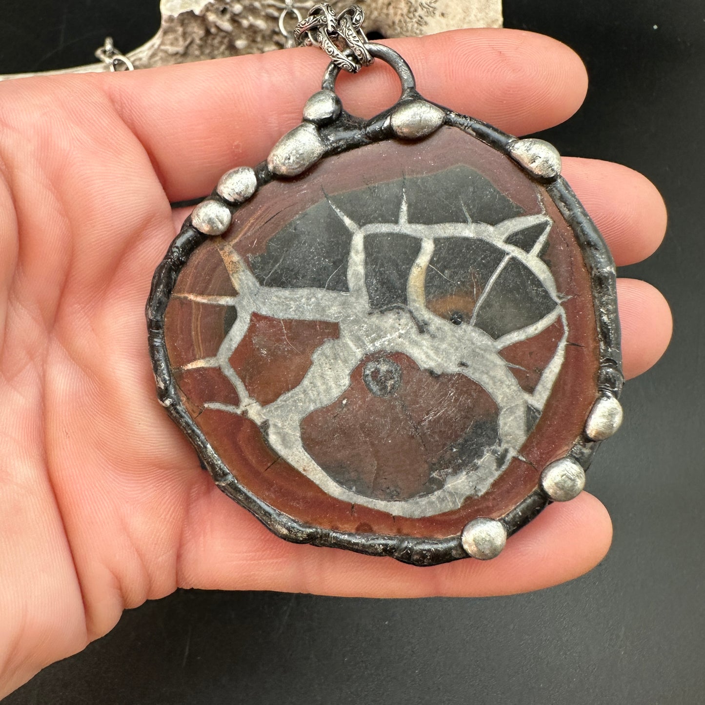 Primal ~ Septarian Geode Slice Necklace