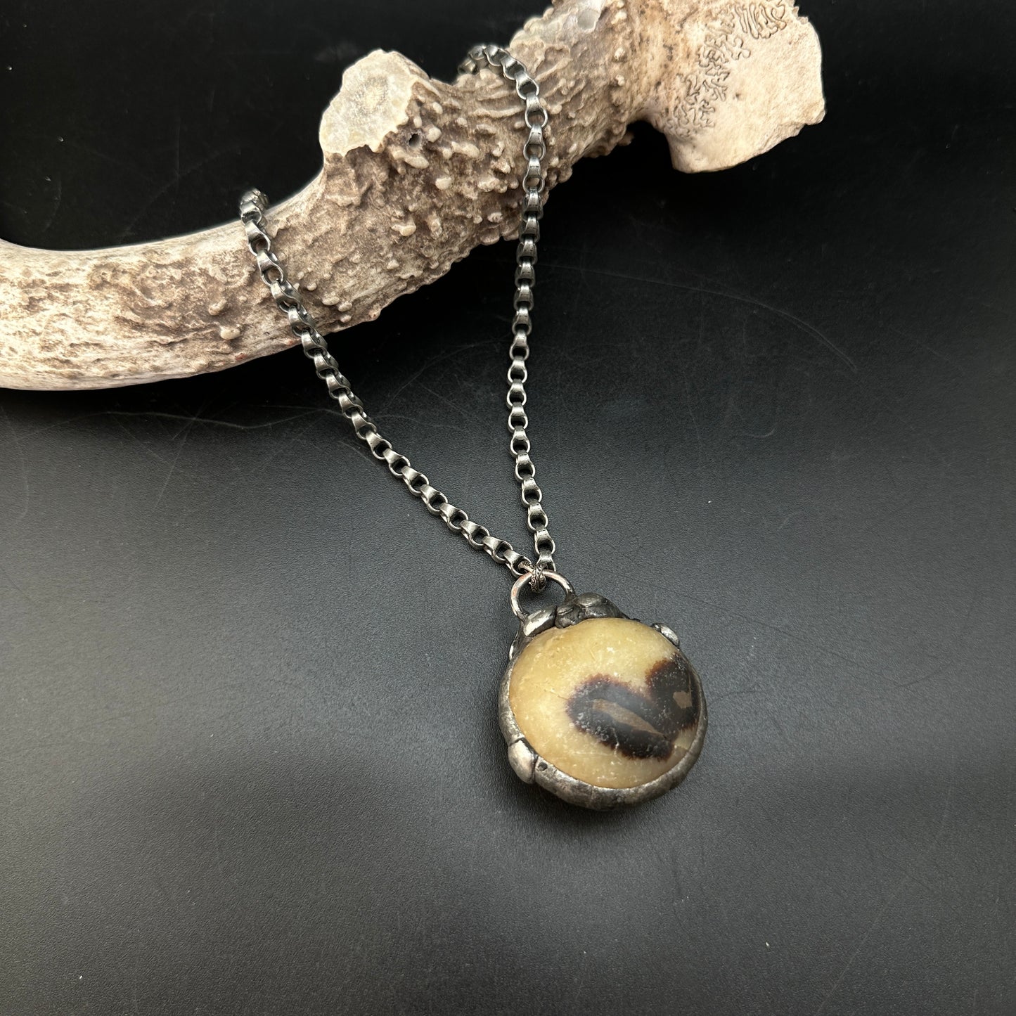 Sphere ~ Septarian Geode Slice Necklace