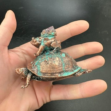 Hitch ~ Copper Electroformed Box Turtle w/ Frog