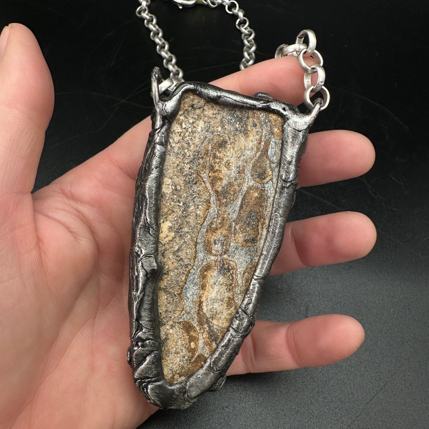 Mask ~ Carved Fossil Dinosaur Bone Necklace