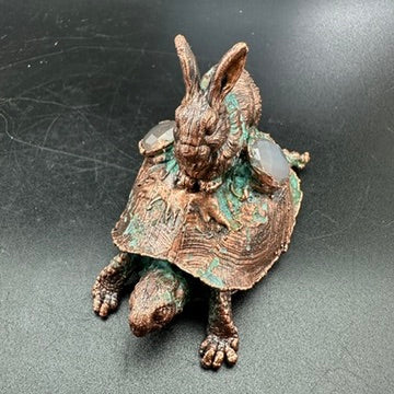 The Race ~ Copper Electroformed Box Turtle w/ Rabbit