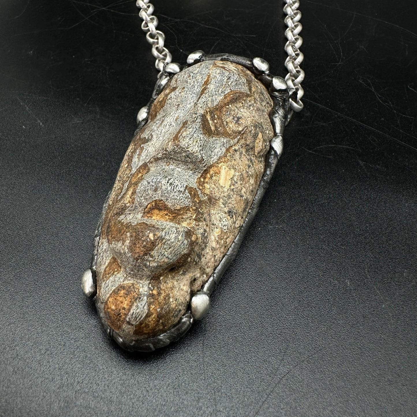 Mask ~ Carved Fossil Dinosaur Bone Necklace