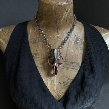 Chimera ~ Copper Electroformed Skull Talisman Necklace