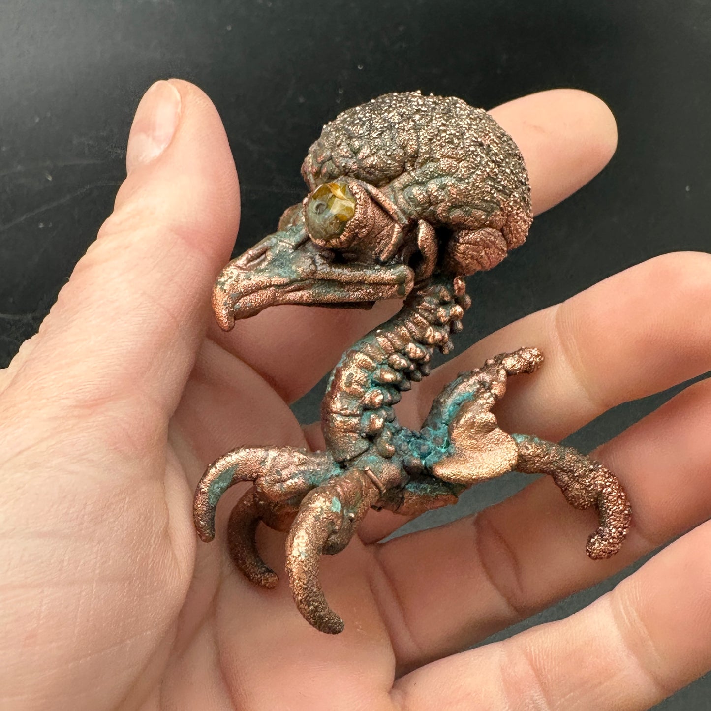 Baby Bird Brain ~ Owl Hybrid Critter Copper Electroformed