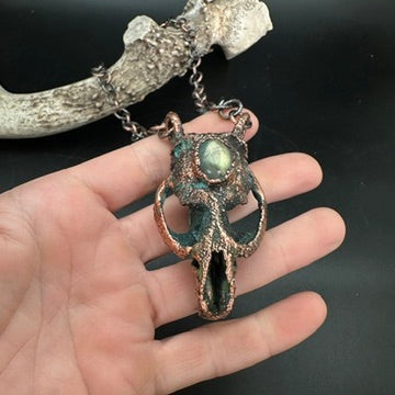 Chimera ~ Copper Electroformed Skull Talisman Necklace