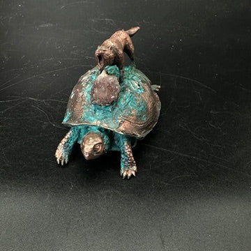 Howl ~ Copper Electroformed Turtle & Wolf
