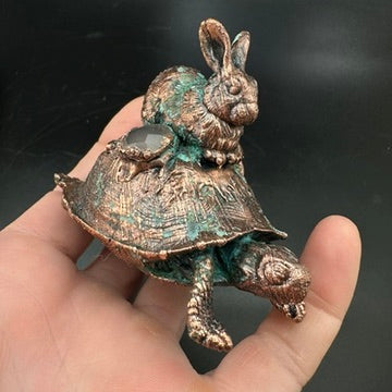 The Race ~ Copper Electroformed Box Turtle w/ Rabbit