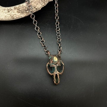 Chimera ~ Copper Electroformed Skull Talisman Necklace