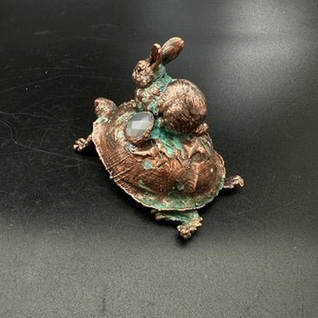 The Race ~ Copper Electroformed Box Turtle w/ Rabbit