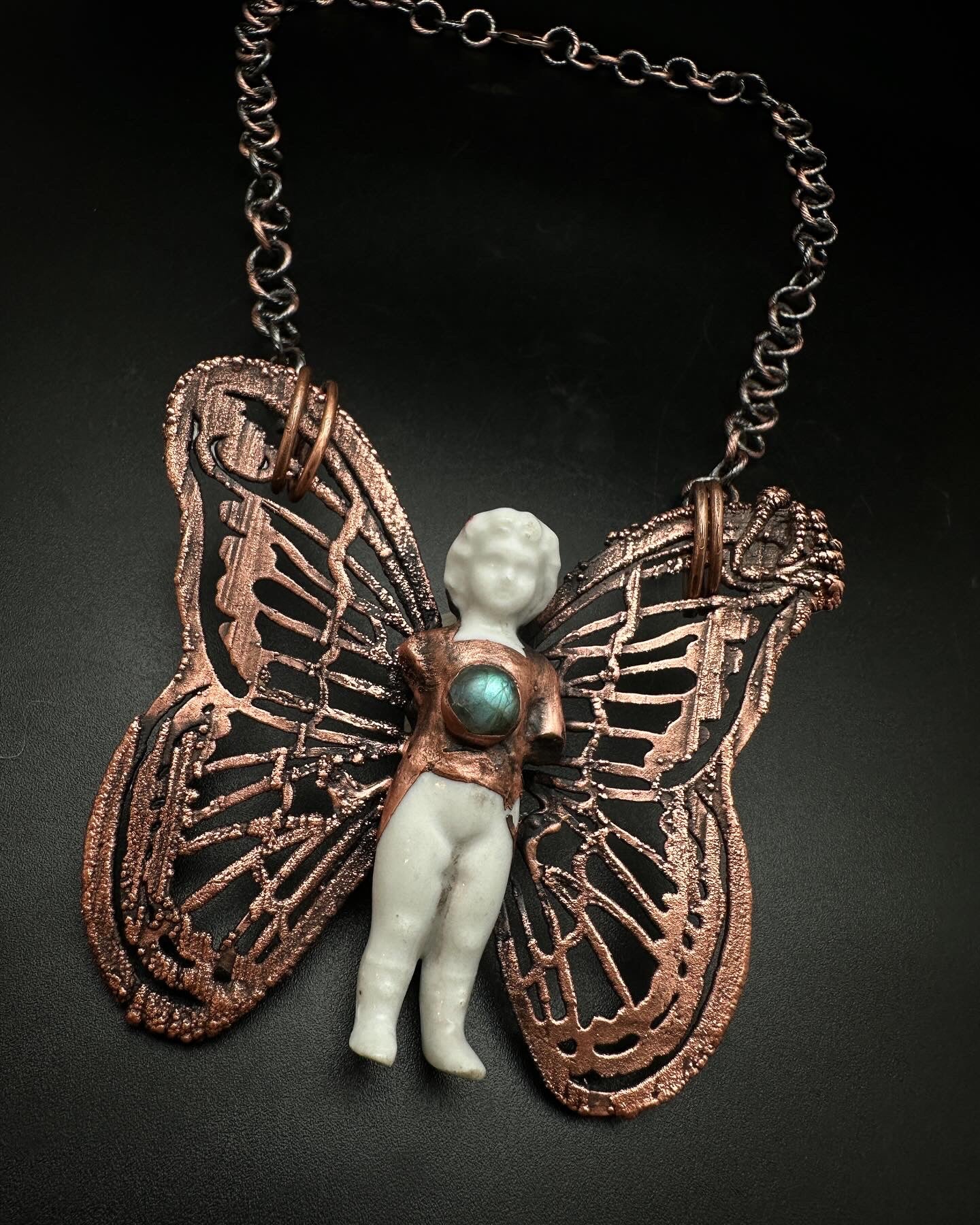 Flying Charlotte ~ Winged Antique Charlotte Doll Necklace