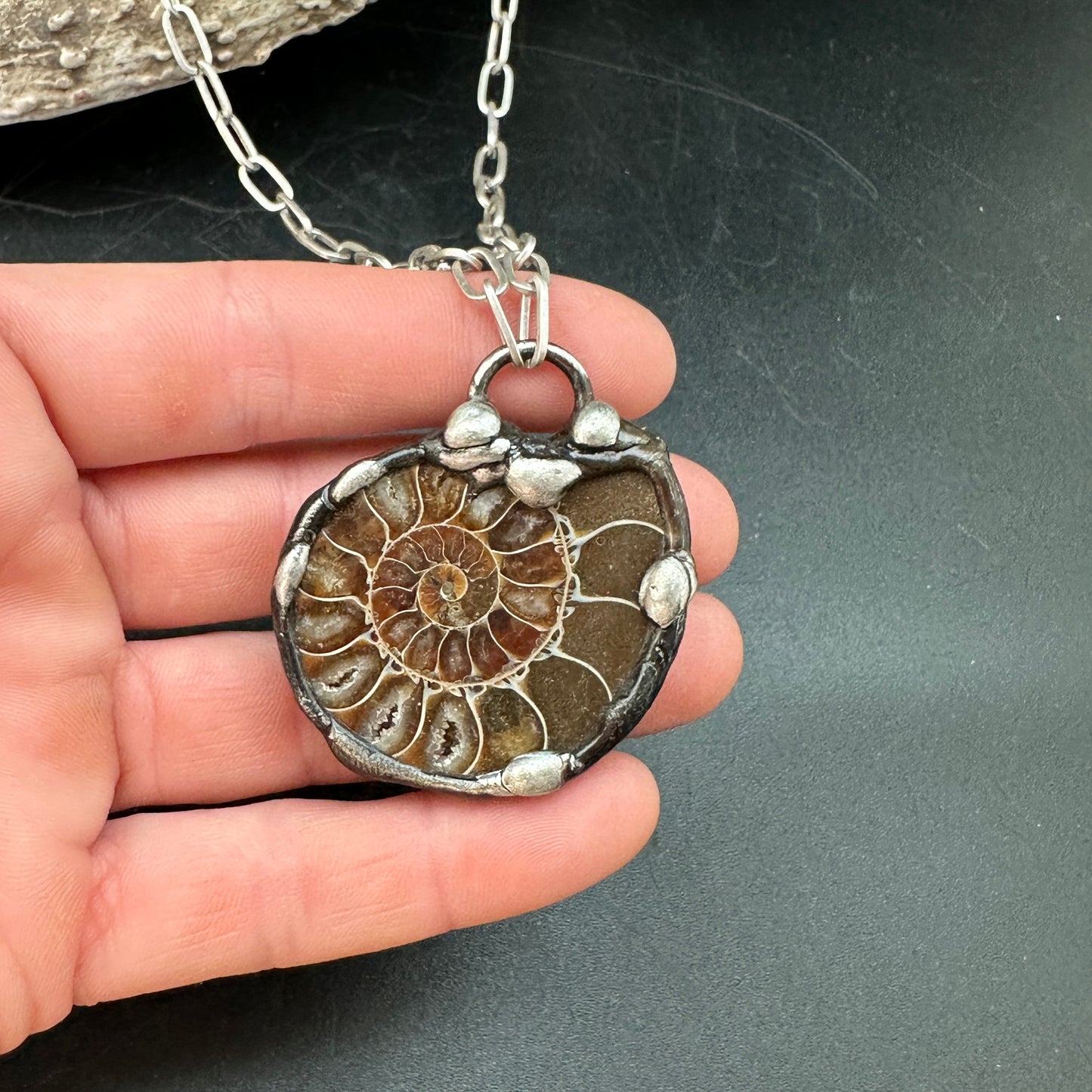 Fibonacci ~ Fossil Ammonite Necklace