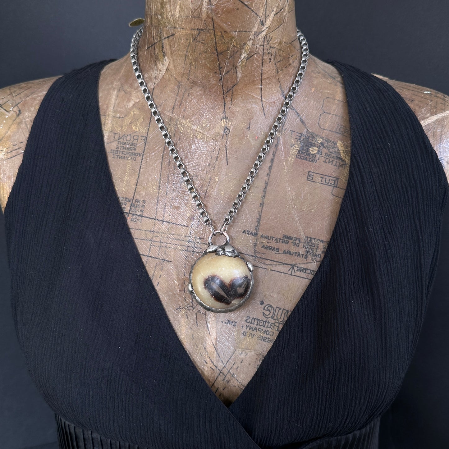 Sphere ~ Septarian Geode Slice Necklace