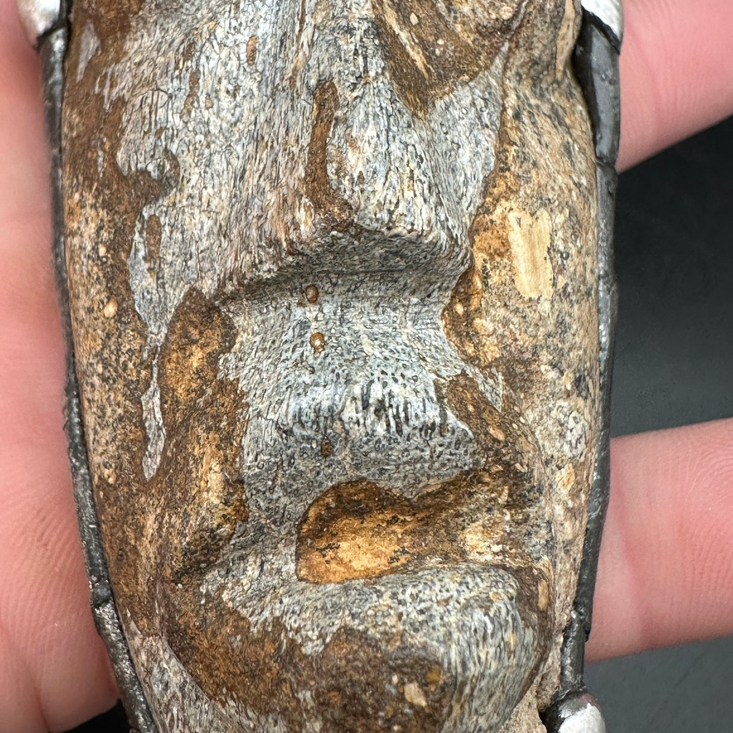 Mask ~ Carved Fossil Dinosaur Bone Necklace