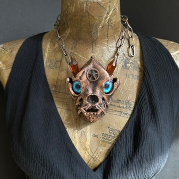 Inugami ~ Large Dog Demon Copper Electroformed Necklace