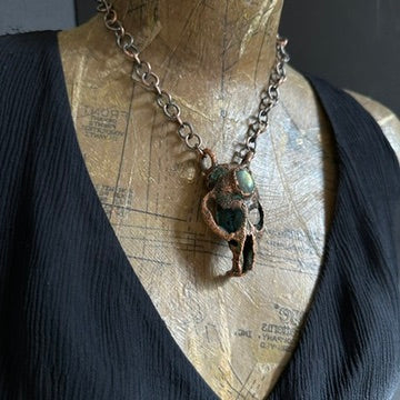 Chimera ~ Copper Electroformed Skull Talisman Necklace