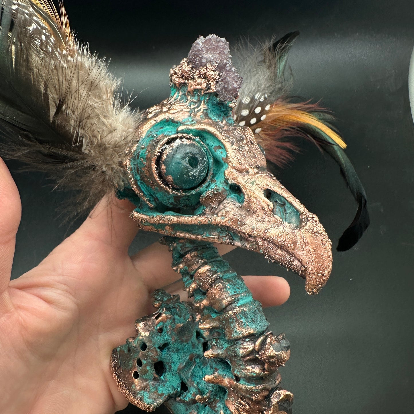 Astrid ~ Featherhead w/ Amethyst Wall Mount