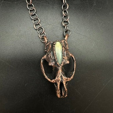 Chimera ~ Copper Electroformed Skull Talisman Necklace
