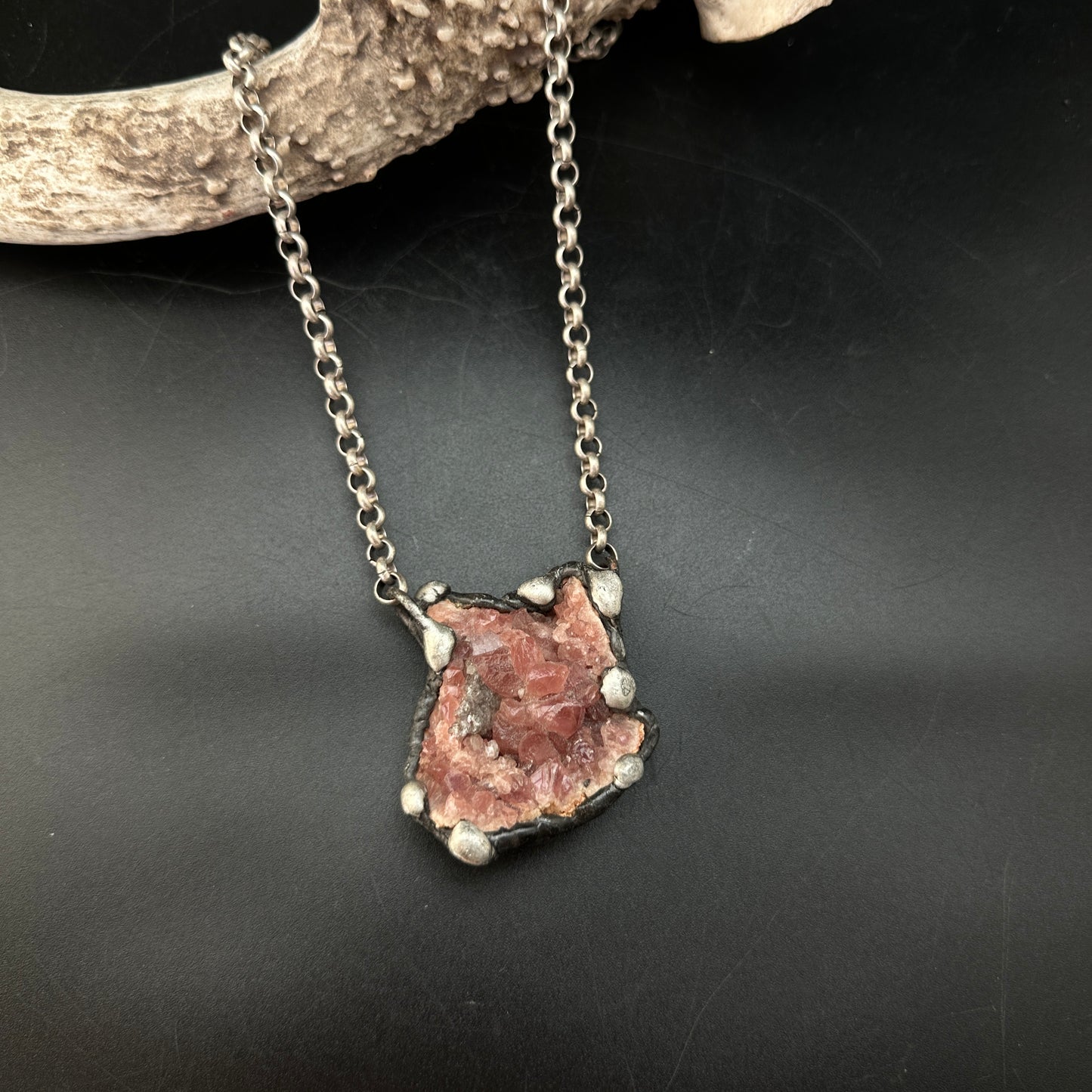 Ritual ~ Pink Amethyst Druzy Crystal Geode Necklace