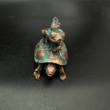Hitch ~ Copper Electroformed Box Turtle w/ Frog