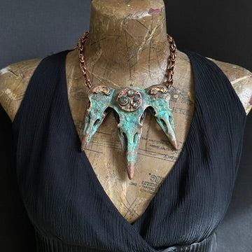 Atlantis ~ Triple Raven Copper Electroformed Necklace