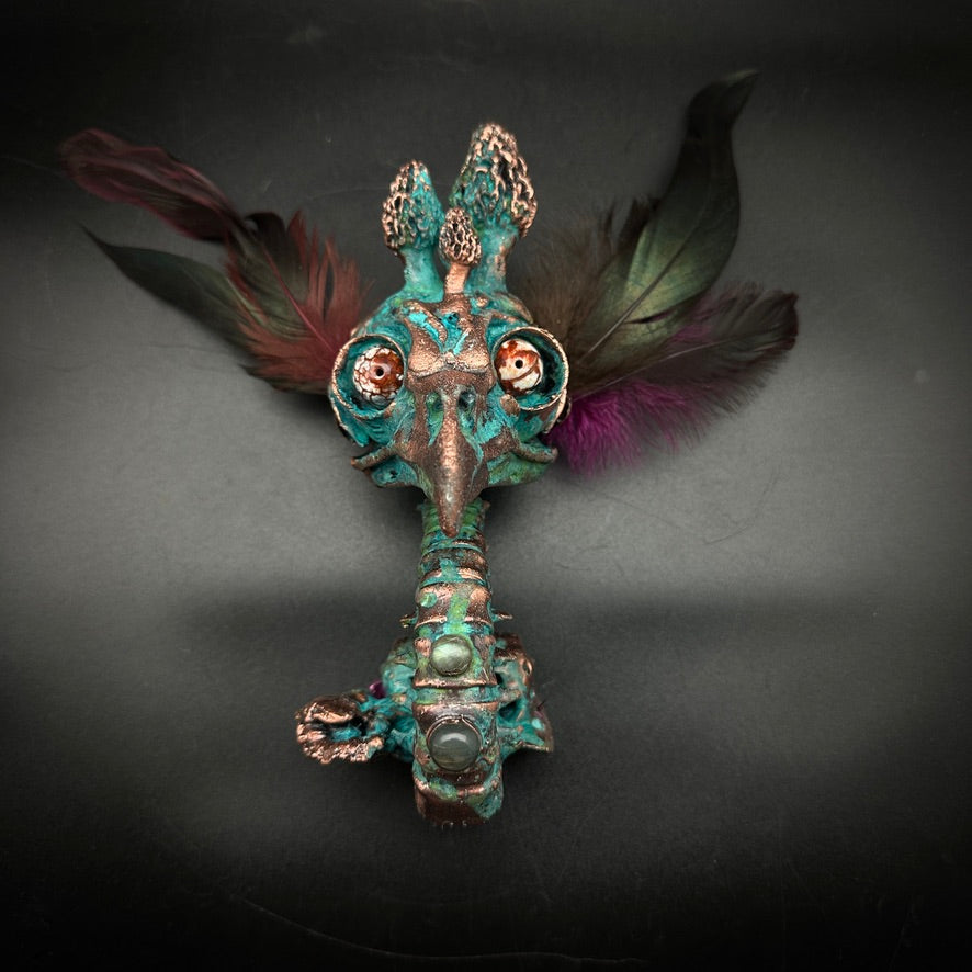 Featherhead w/ Mushrooms Wall Mount ~ Made To Order