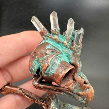Punky Rooster ~ Crystal Mohawk Hybrid Copper Electroformed