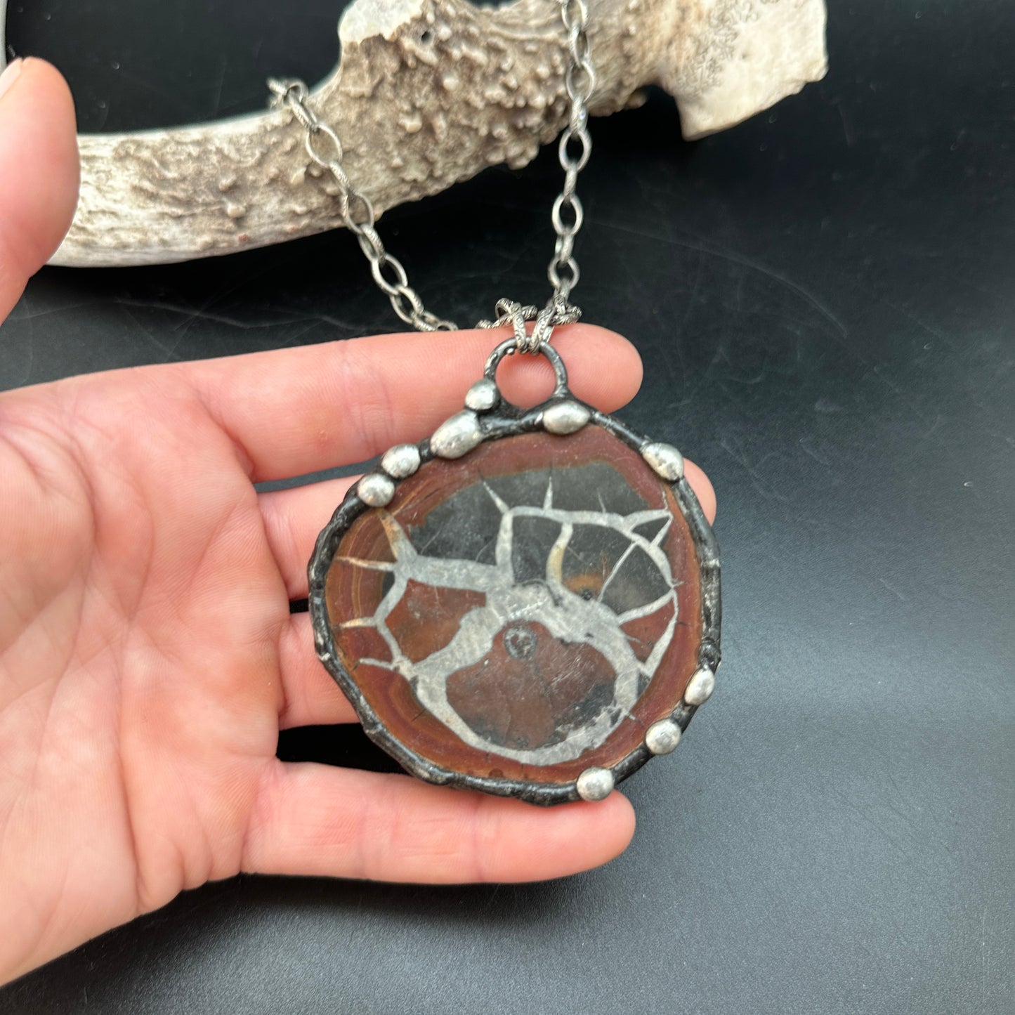 Primal ~ Septarian Geode Slice Necklace
