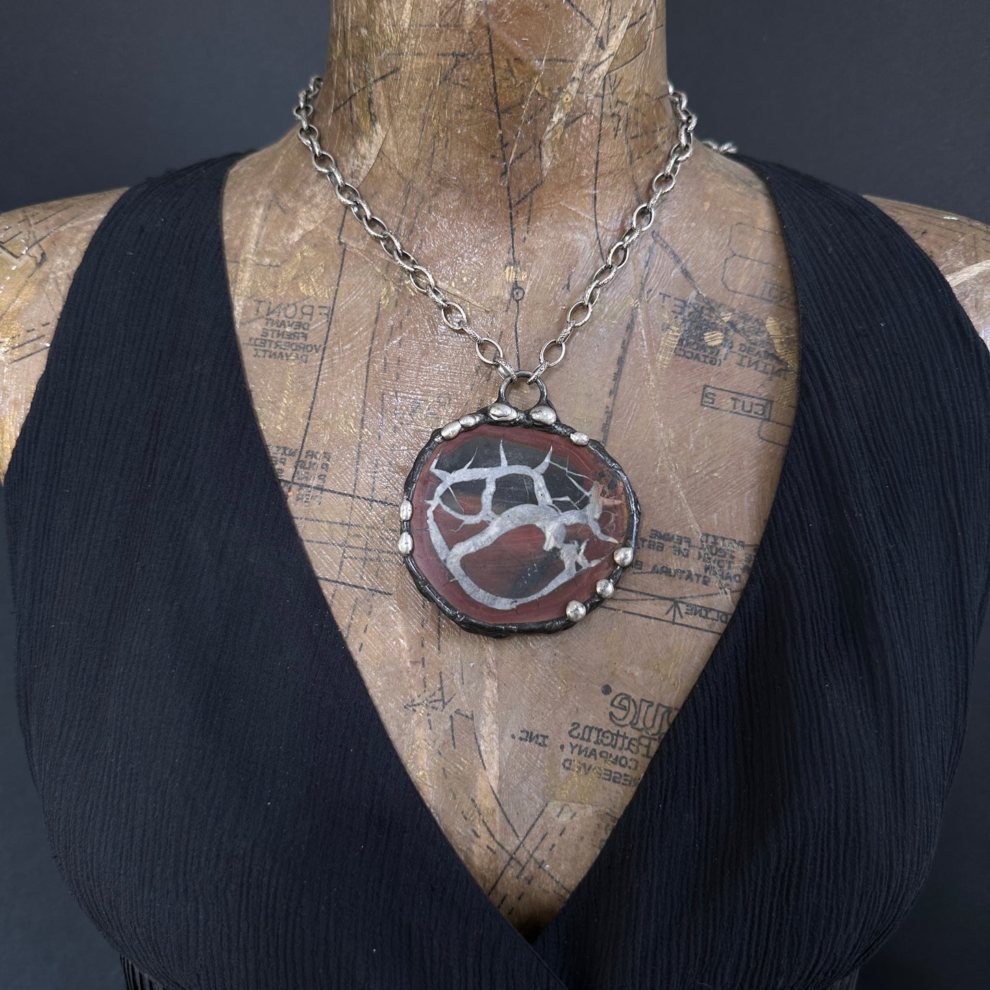 Primal ~ Septarian Geode Slice Necklace