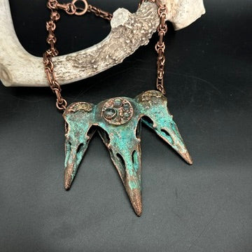Atlantis ~ Triple Raven Copper Electroformed Necklace