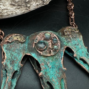 Atlantis ~ Triple Raven Copper Electroformed Necklace