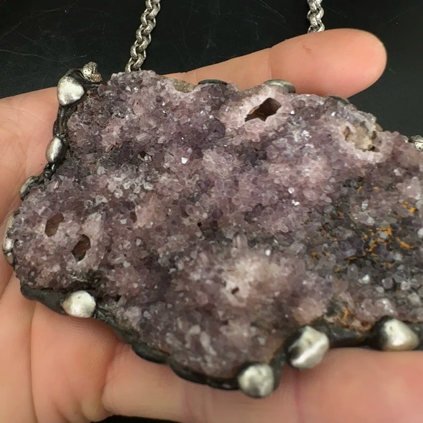 Viento ~ Turkish Amethyst Druzy Crystal Necklace