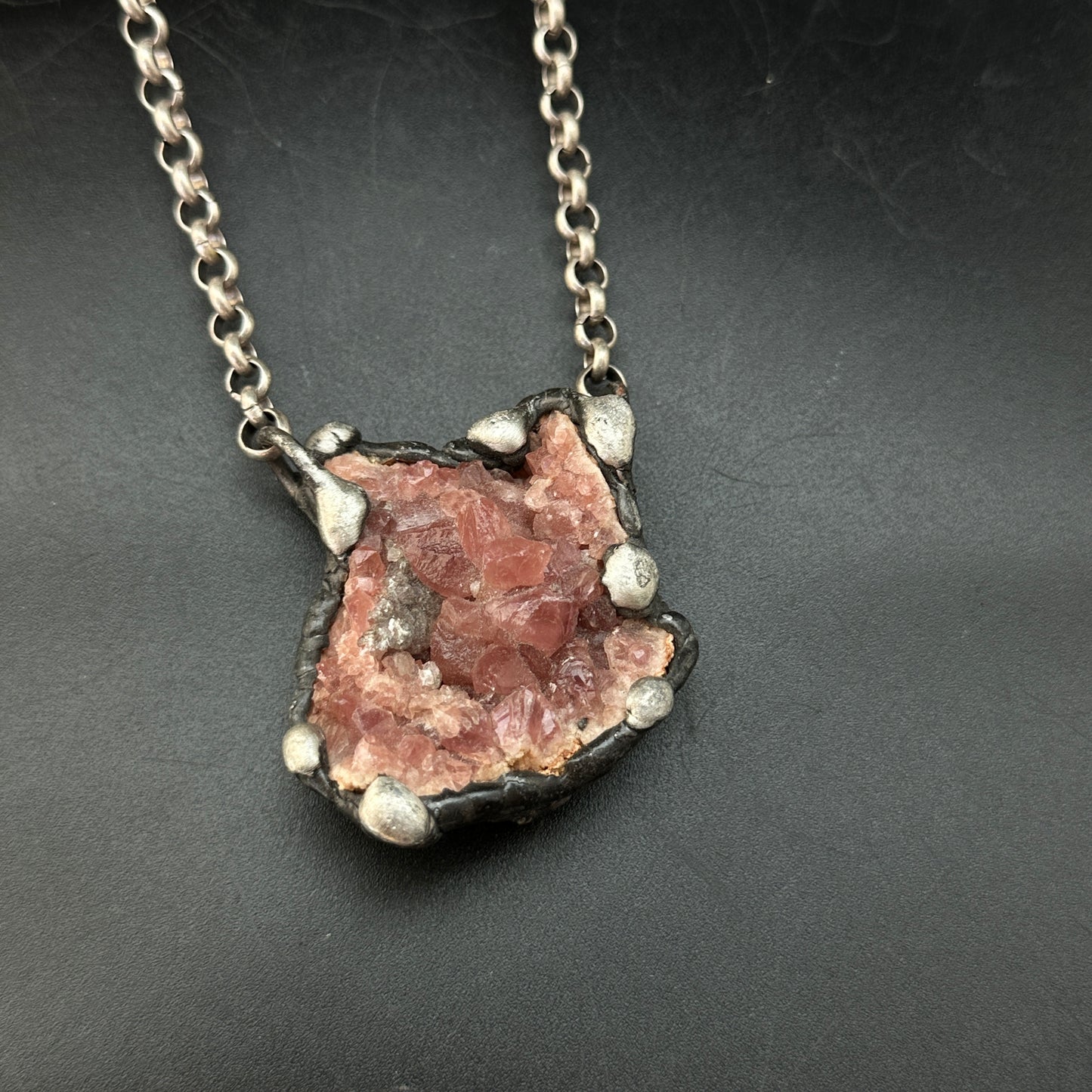 Ritual ~ Pink Amethyst Druzy Crystal Geode Necklace