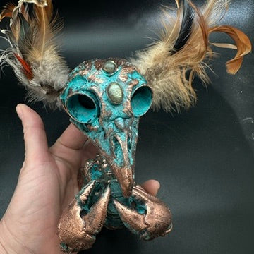Clawdia ~ Featherhead w/ Crab Claws Wall Mount