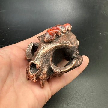 Rebel ~ Copper Electroformed Cat Skull