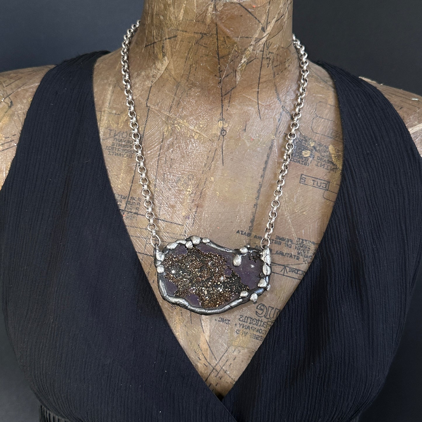 Orbits ~ Titanium Quartz Geode Necklace