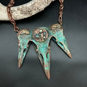 Atlantis ~ Triple Raven Copper Electroformed Necklace