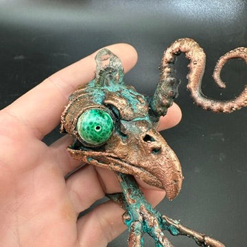 Wild Horus ~ Owl Hybrid Critter Copper Electroformed