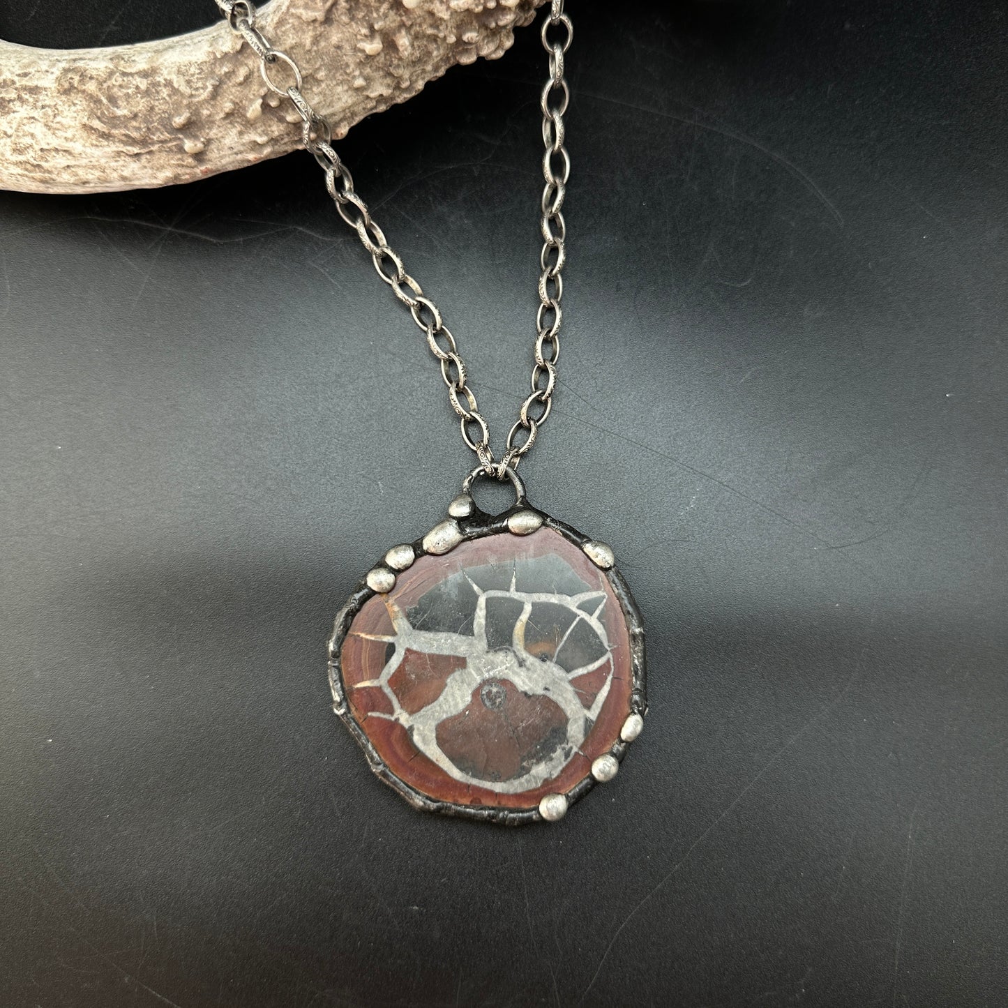 Primal ~ Septarian Geode Slice Necklace