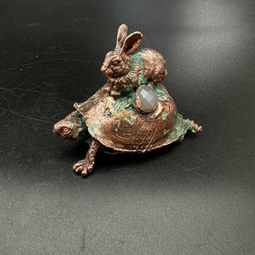 The Race ~ Copper Electroformed Box Turtle w/ Rabbit