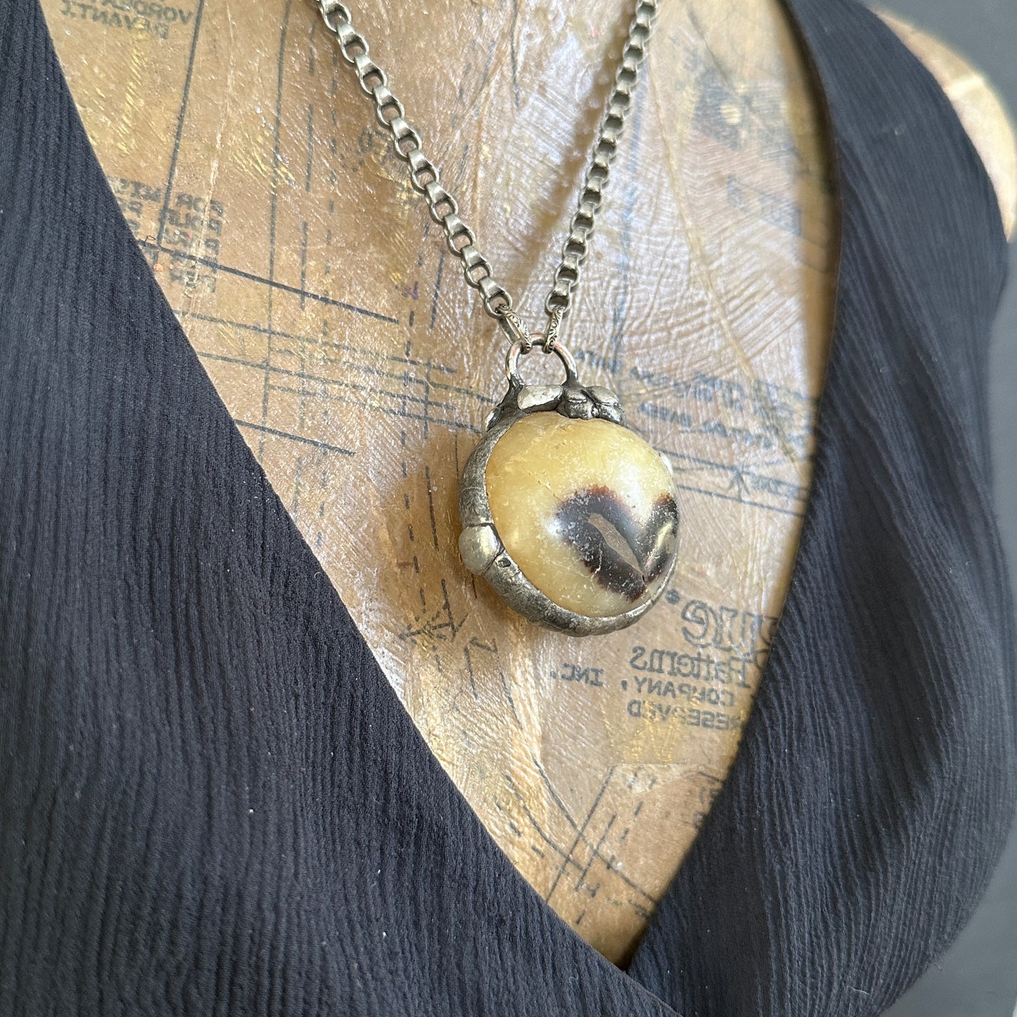 Sphere ~ Septarian Geode Slice Necklace