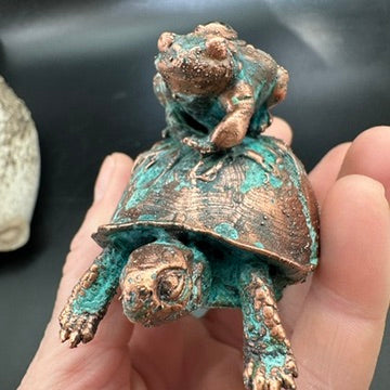 Hitch ~ Copper Electroformed Box Turtle w/ Frog