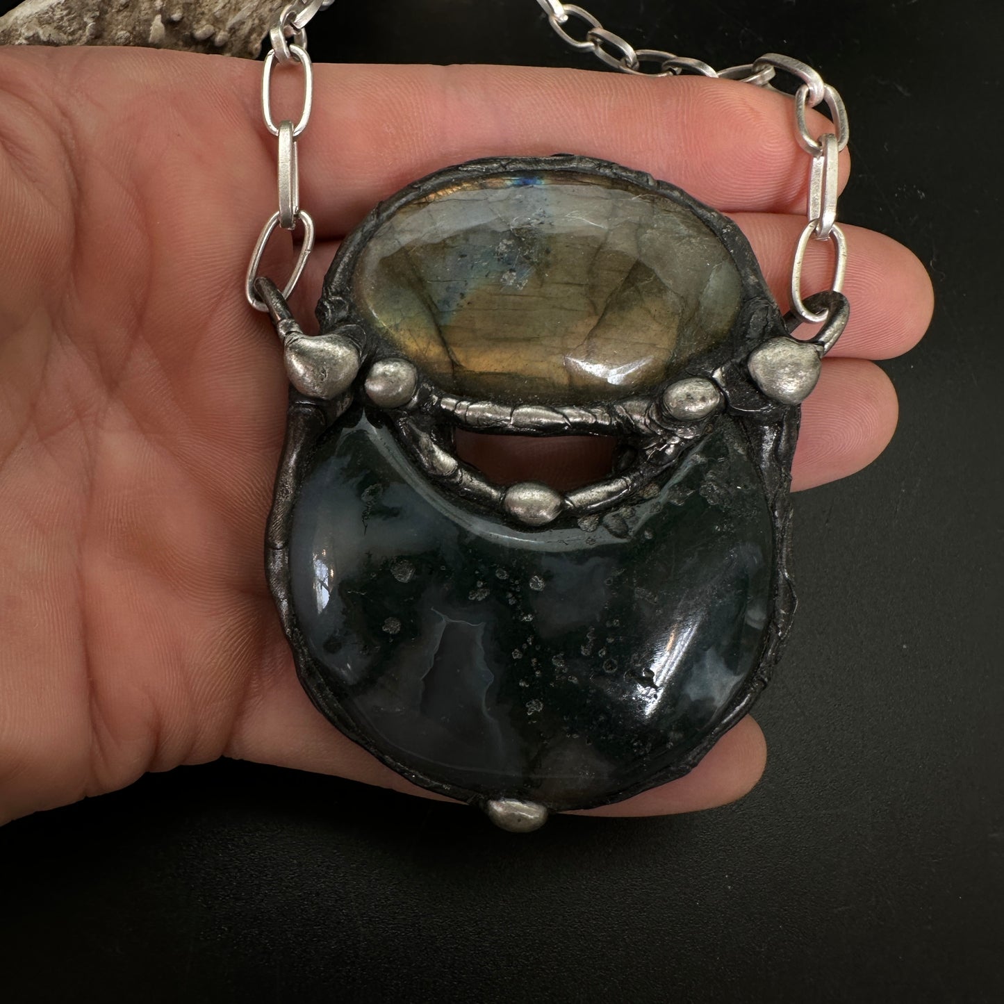 Moon Magic ~ Labradorite & Moss Agate Necklace