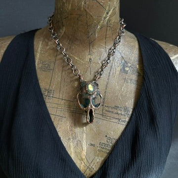 Chimera ~ Copper Electroformed Skull Talisman Necklace