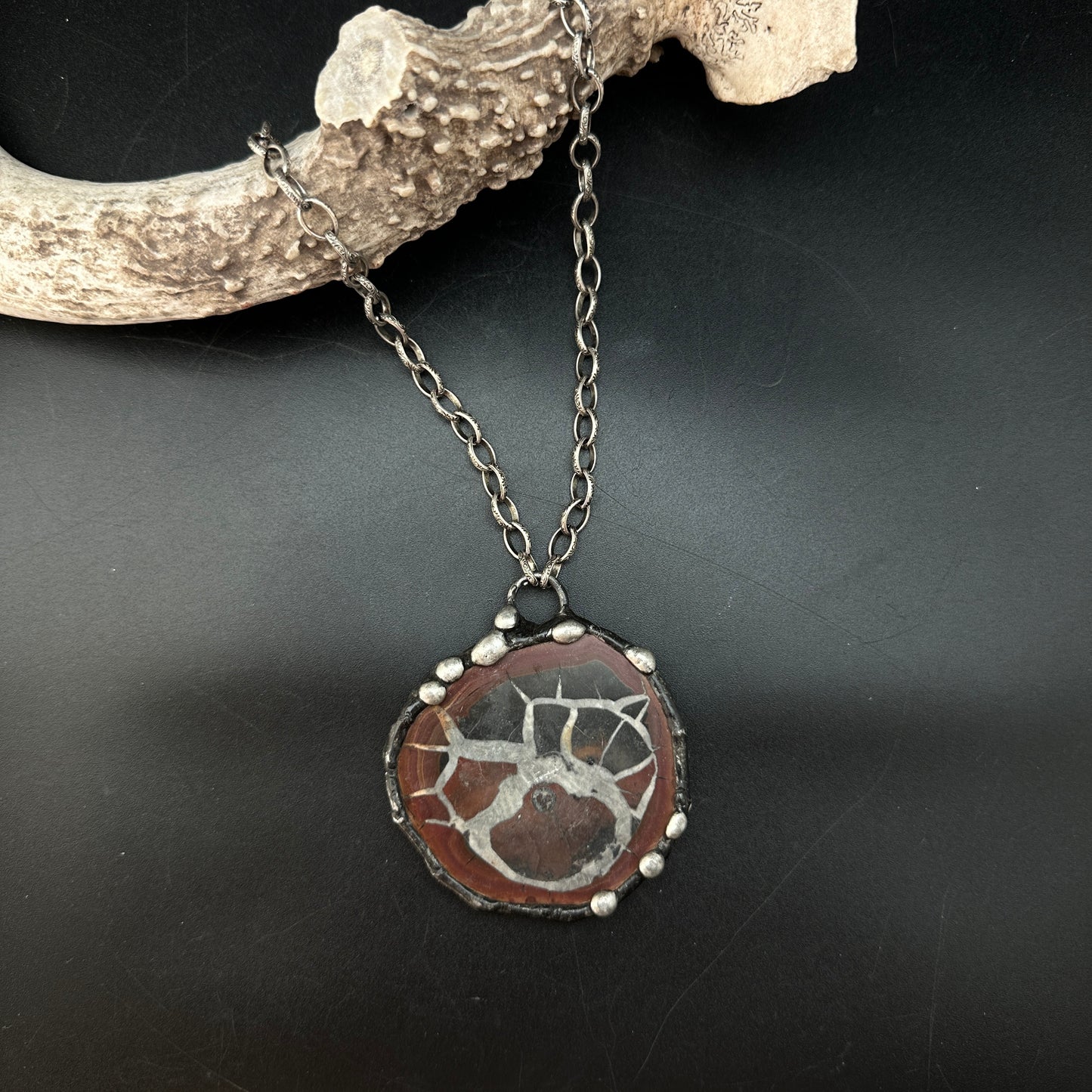 Primal ~ Septarian Geode Slice Necklace