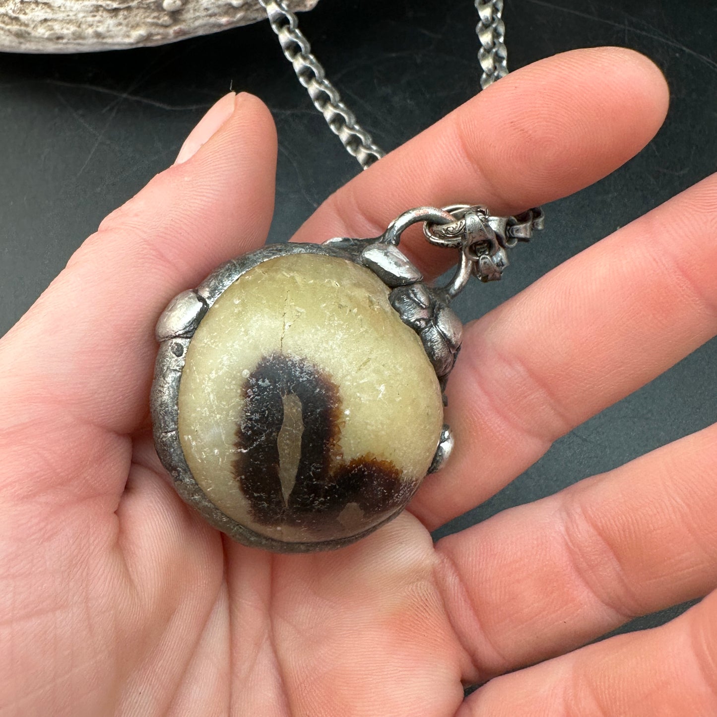 Sphere ~ Septarian Geode Slice Necklace