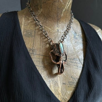Chimera ~ Copper Electroformed Skull Talisman Necklace