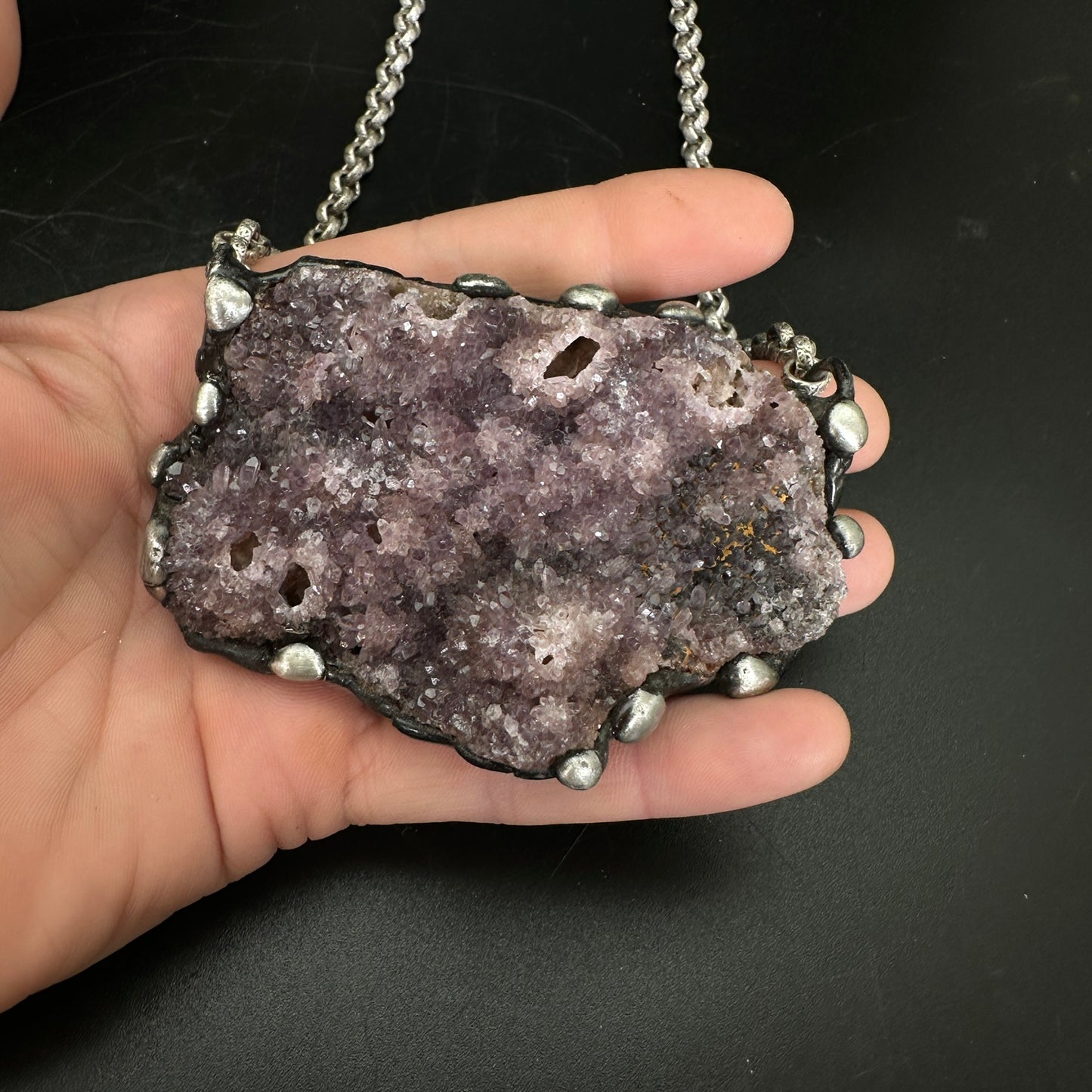 Viento ~ Turkish Amethyst Druzy Crystal Necklace