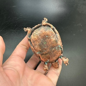 Hitch ~ Copper Electroformed Box Turtle w/ Frog